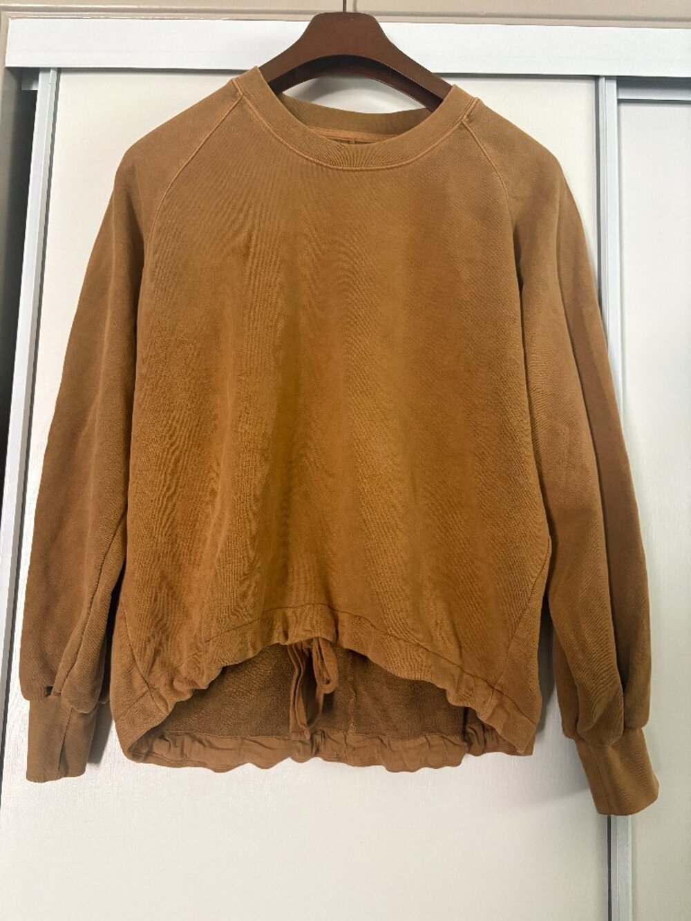Madewell Mustard Crew Neck Drawstring Waist Long Sleeve Top Small